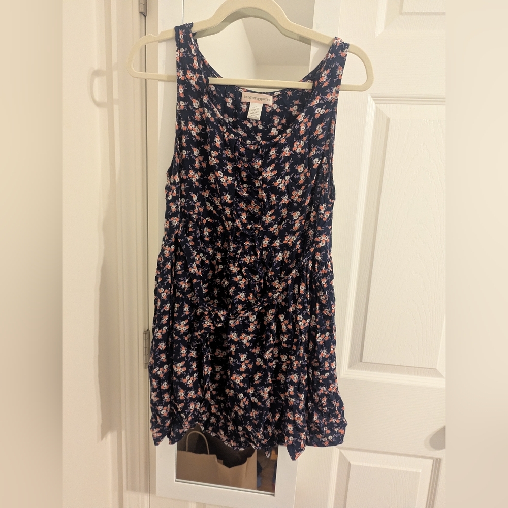 Violet Floral Sundress with Pink & White Blooms